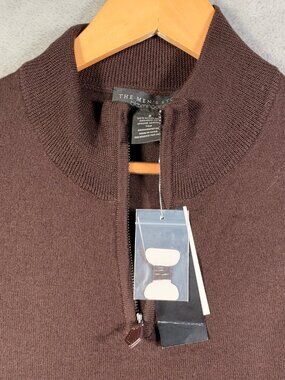 The Mens Store Bloomingdales Sweater Mens S Brown Merino Wool Quarter Zip $98
